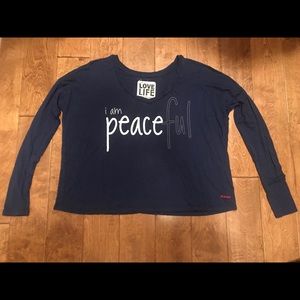 PEACE LOVE WORLD comfy navy blue long sleeved top